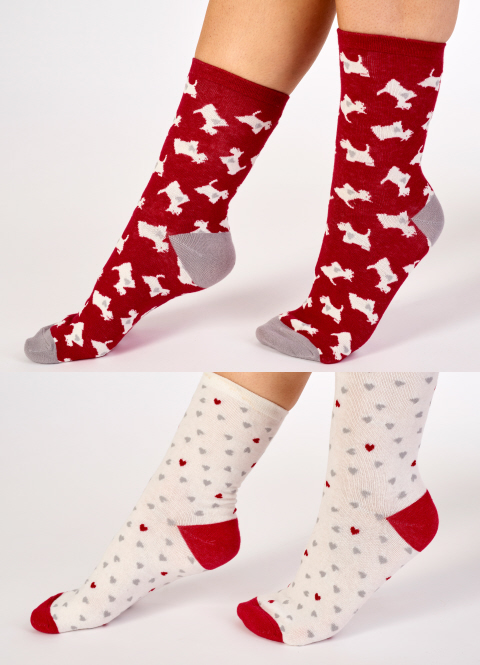 Slenderella Scottie Dog Leisure Socks  2 pairs